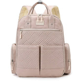 Huitich stylish baby travel bag in soft pink with multiple pockets and quilted design